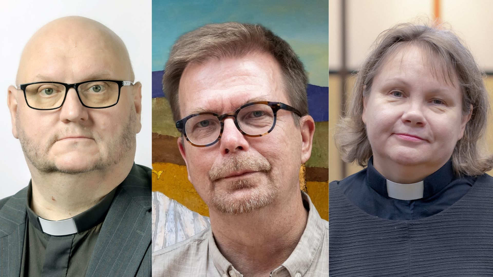 Kolme henkilöä vierekkäisissä kuvissa.