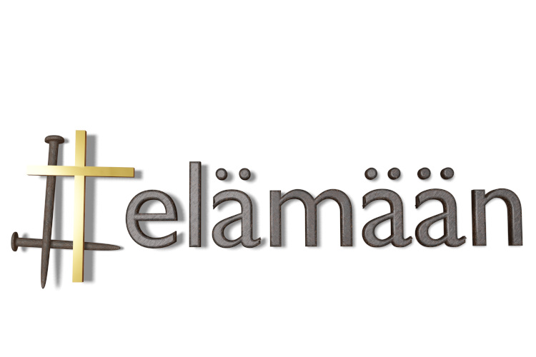#elämään-ilta, Parempi uusi tieto #elämään-logo, Risti ja kaksi naulaa hästägin muodossa sekä elämään teksti