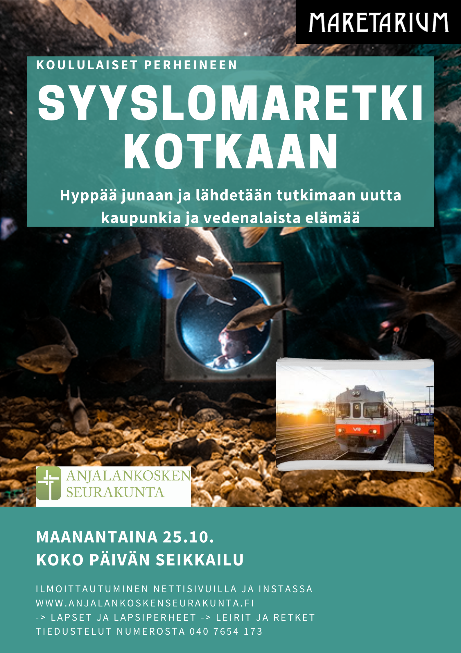 Anjalankosken seurakunnan syyslomaretki perheille Perheiden syyslomaretken mainos