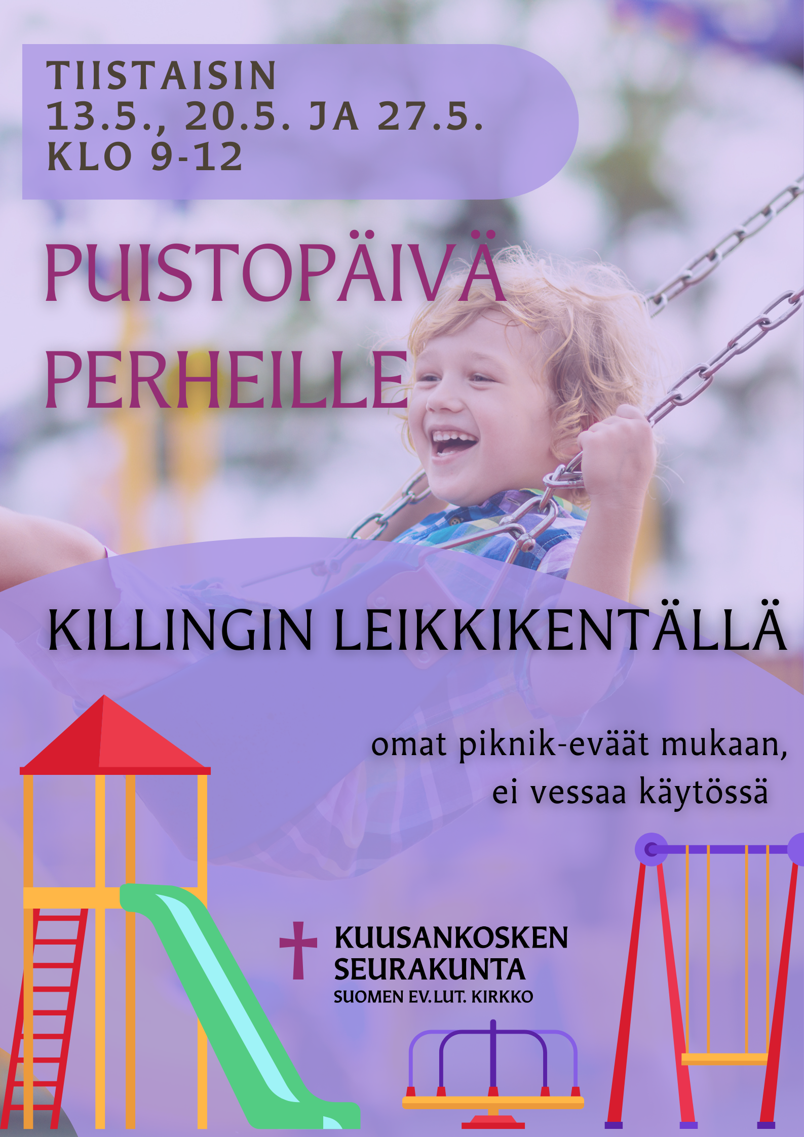 Perheiden puistopäivä Lapsi keinussa