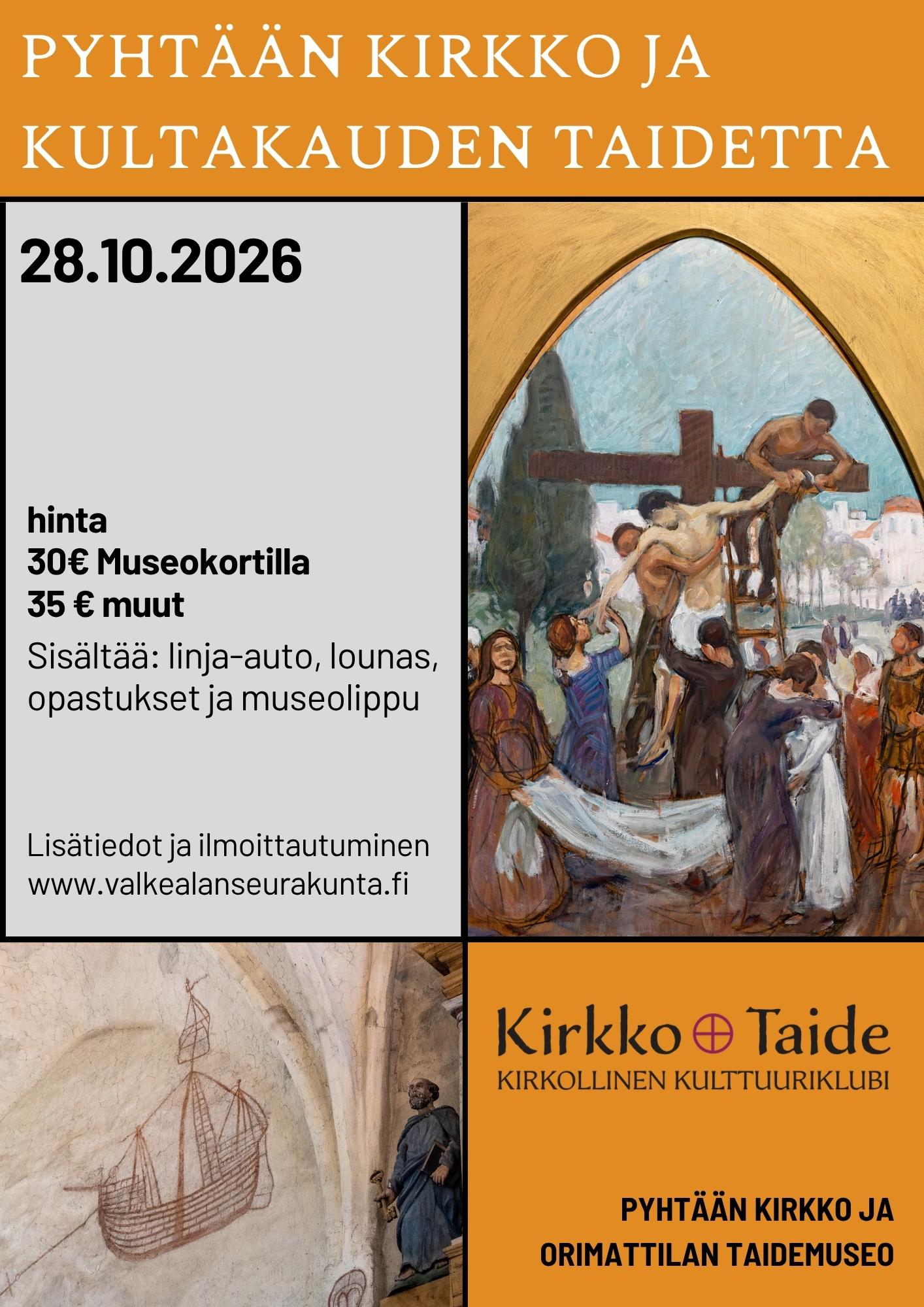 Keskiajan ja kultakauden taidetta retkellä.