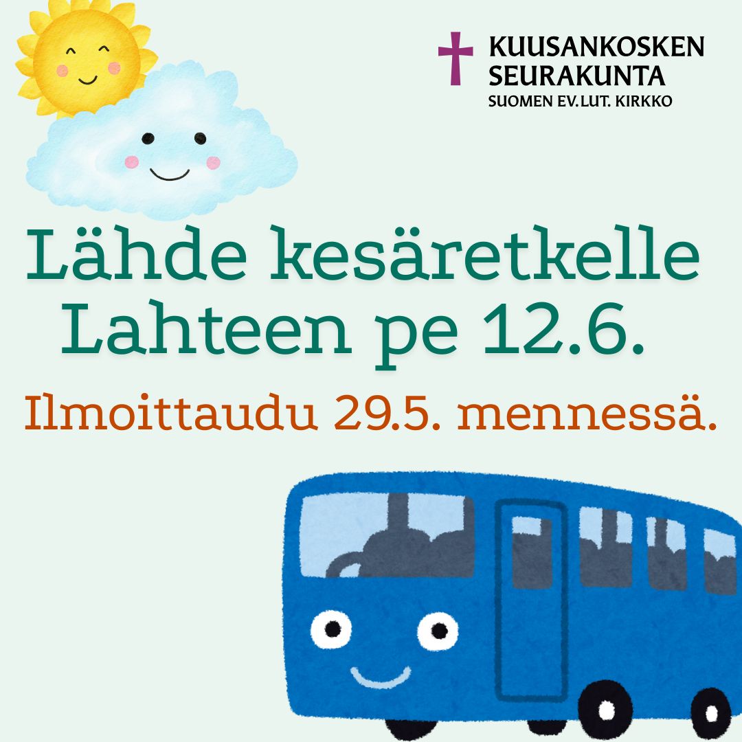Retkimainos, jossa iloinen bussi