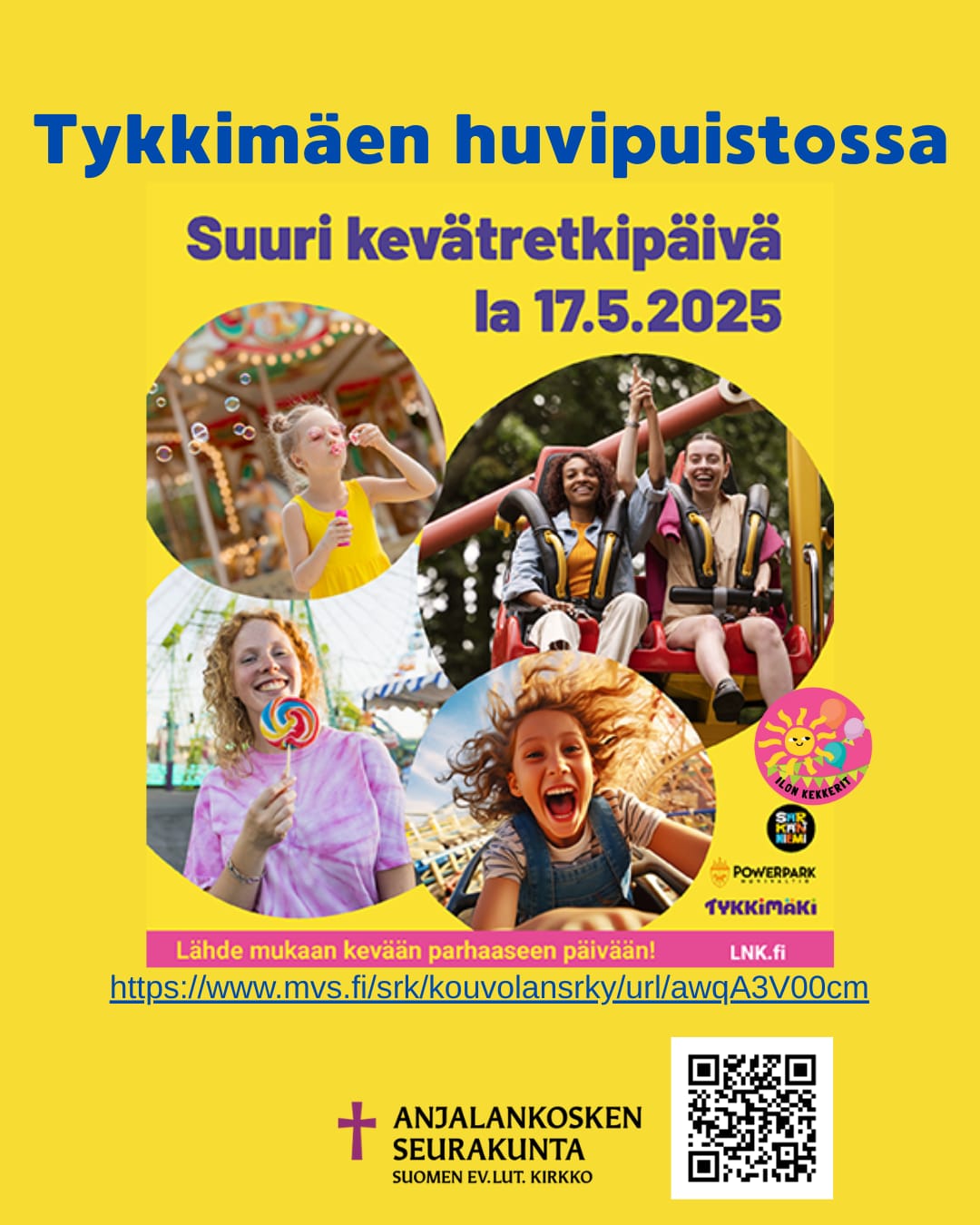 Suuri kevätretkipäivä Tykkimäellä Suuren kevätretkipäivän mainos, jossa tiedot retken ajasta ja paikasta