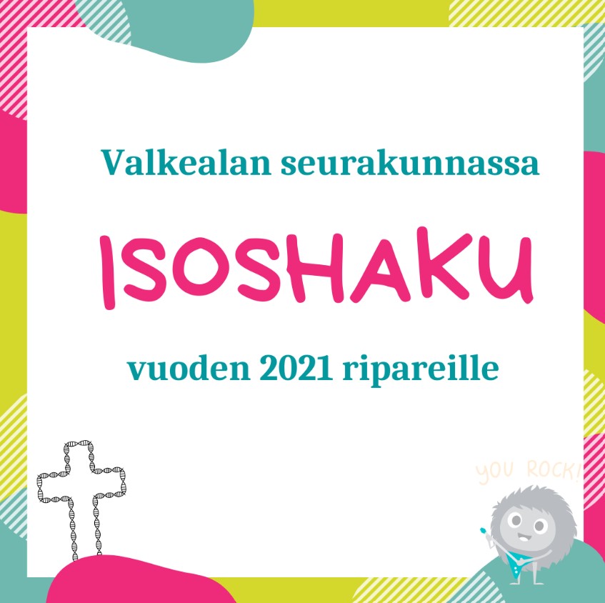 Valkealan seurakunnan isoshaku Valkealan seurakunnan isoshaku käynnissä 22.2.-10.3.2021. Ilmoittautumislinkistä pääsee ilmoittautumaan rippikouluryhmiin isoseksi.