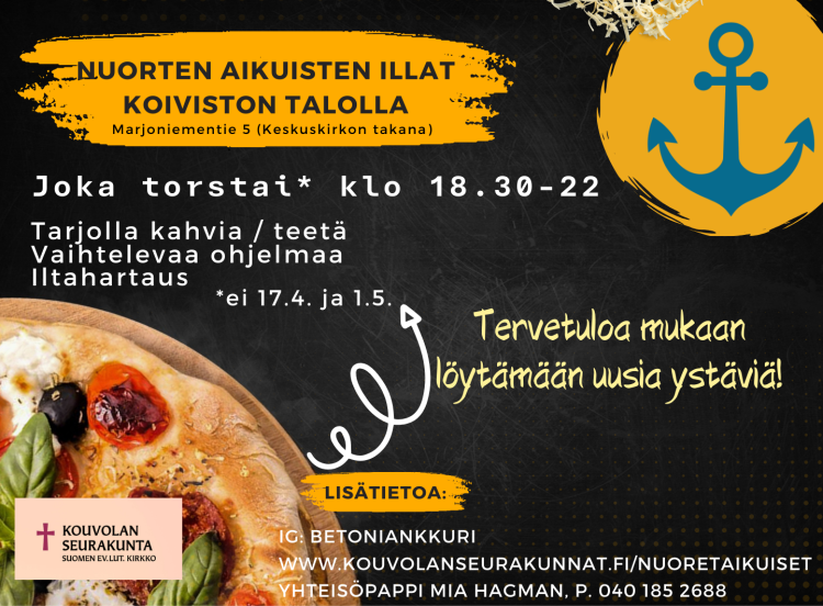 Nuorten aikuisten ryhmä pizzanpala ja tekstiä