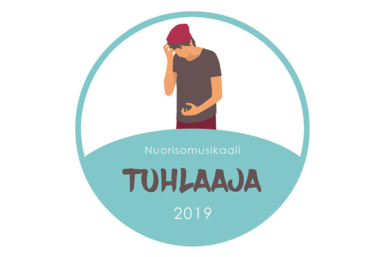 Musikaalin logossa piirroskuva nuoresta